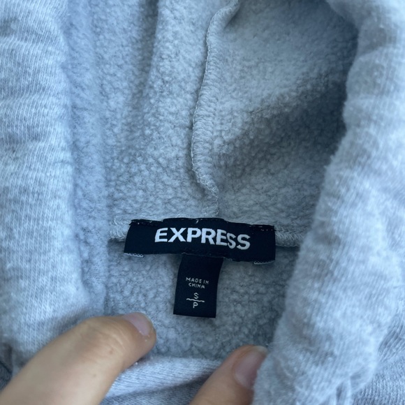 Express Oversized Grey Drawstring Hoodie - Picture 3 of 4